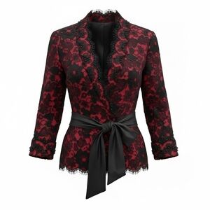 Tadashi Collection Elegant Black & Red Lace Women's Evening Jacket 6
